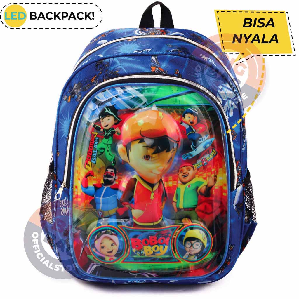 RTM - RANSEL LED SD 4D - IMPORT BEST QUALITY RANSEL SUPER HERO SHIELD BOBOIBOY / SUPERHERO / SQ GAME TAS RANSEL FF NYALA - RANSEL EMBOSS CRACK - RANSEL SEKOLAH