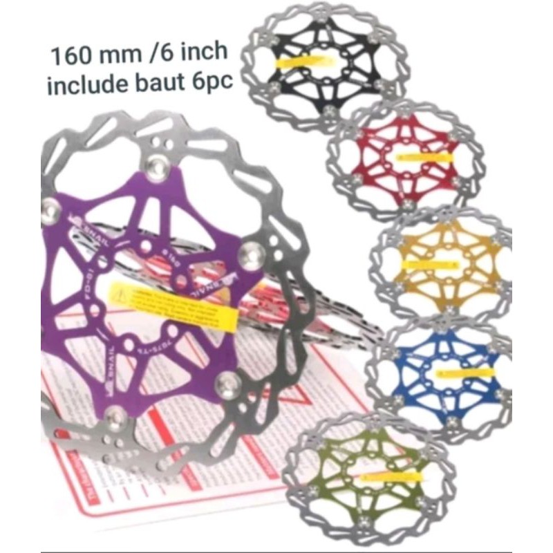 Piringan Cakram Sepeda Rotor Discbrake Disc Brake Snail Floating 160mm 6inch  disc brake sixbolt piringan 160 mm 6 inch cakram caliper rem sepeda mtb roadbike seli lipat folding bike