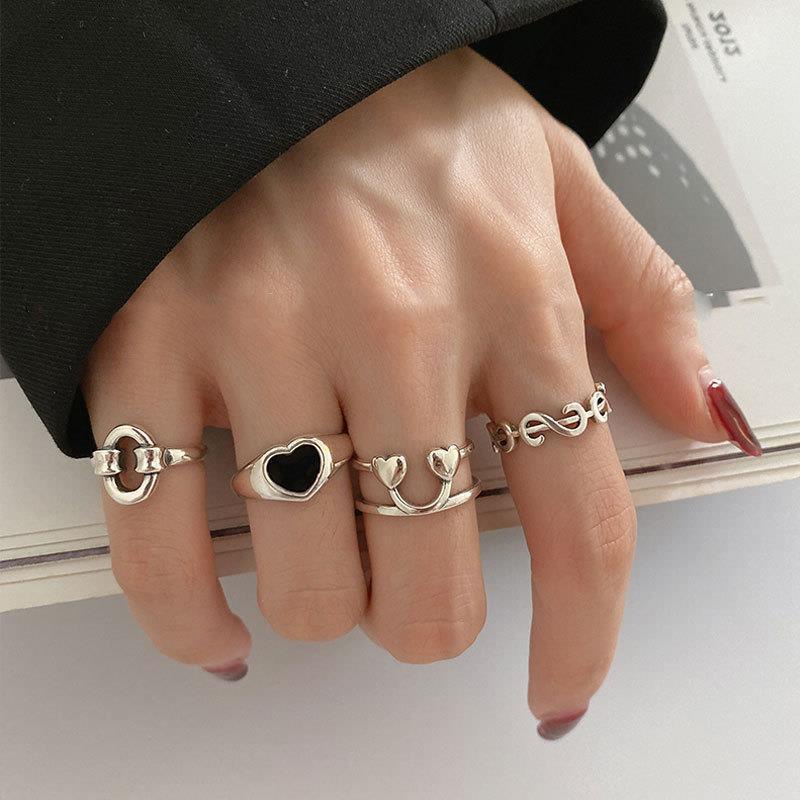 Silver Heart Ring Ring Accessories Korea Personality Simple Fashion Trend