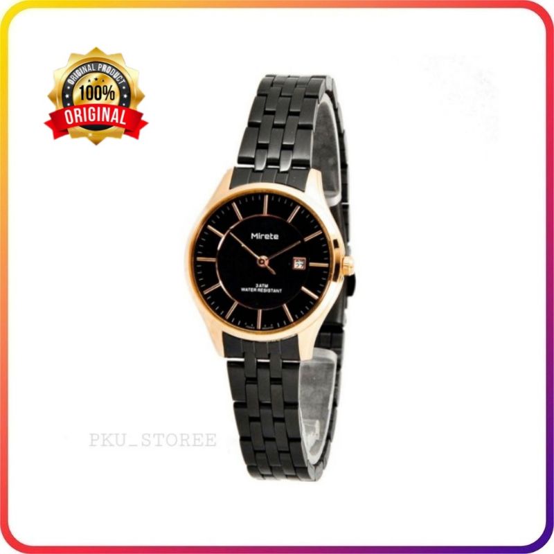 JAM TANGAN MIRETE WANITA RANTAI STAINLIS BULAT TAHAN AIR MIRETE ORIGINAL WATCH, JAM TANGAN KASUAL WANITA TAHAN AIR FREE BATRAI CADANGAN JAM TANGAN WANITA MODEL TERBARU TAHAN JAM TANGAN CEWEK MURAH MIRETE ORIGINAL