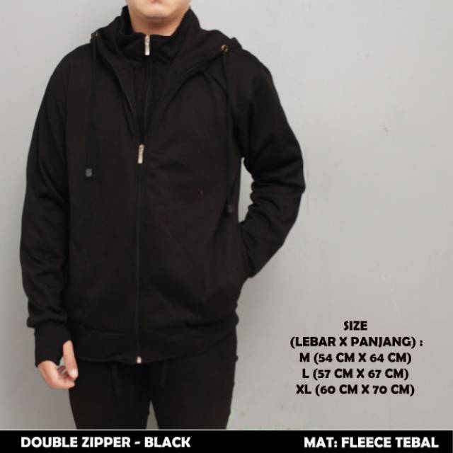 hoodie double zipper