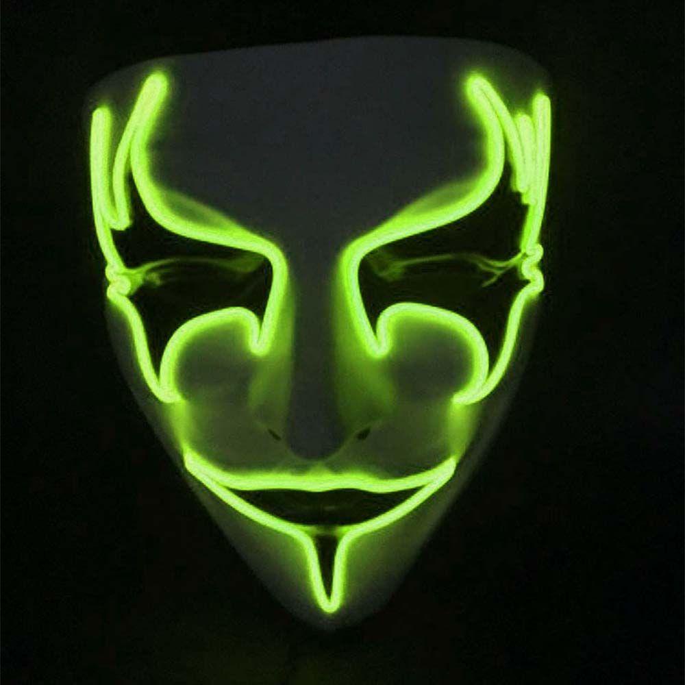 [Elegan] V Untuk Topeng Vendetta Horror Masquerade Pesta Tari Party Props Topeng Kedip Topeng Pesta Props Topeng Neon LED Topeng Halloween Topeng LED Props Topeng Glowing