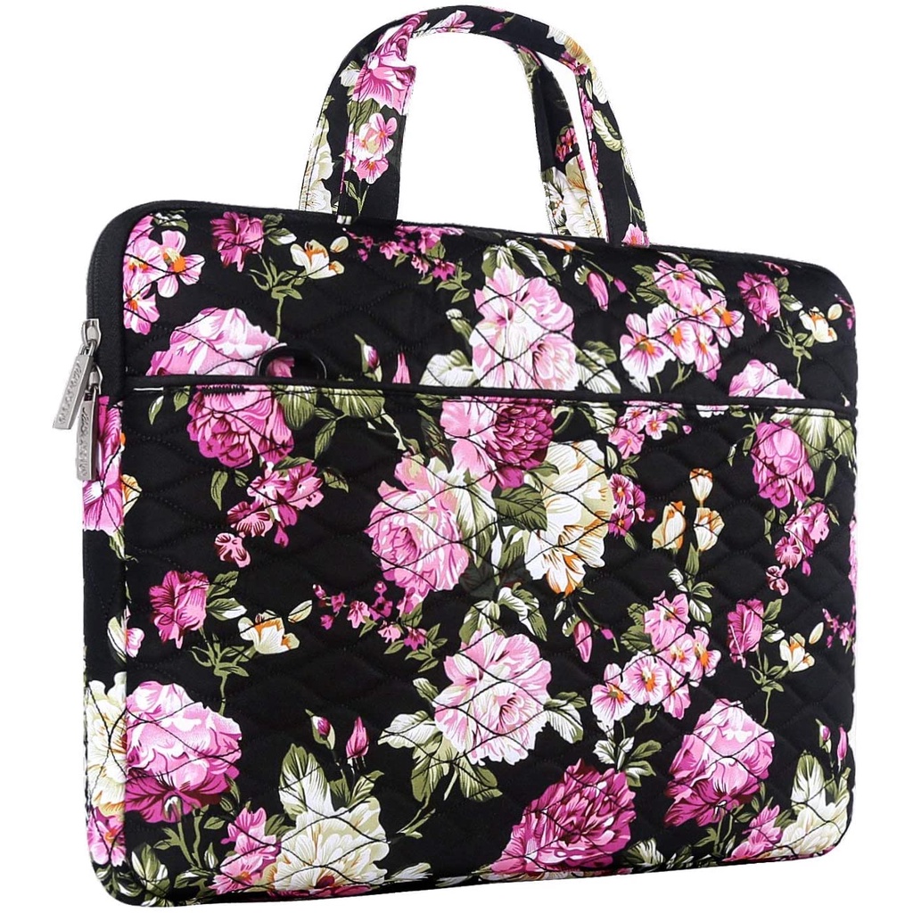 Tas Laptop Selempang Mosiso Peony Floral Shoulder Strap 13 14 inch