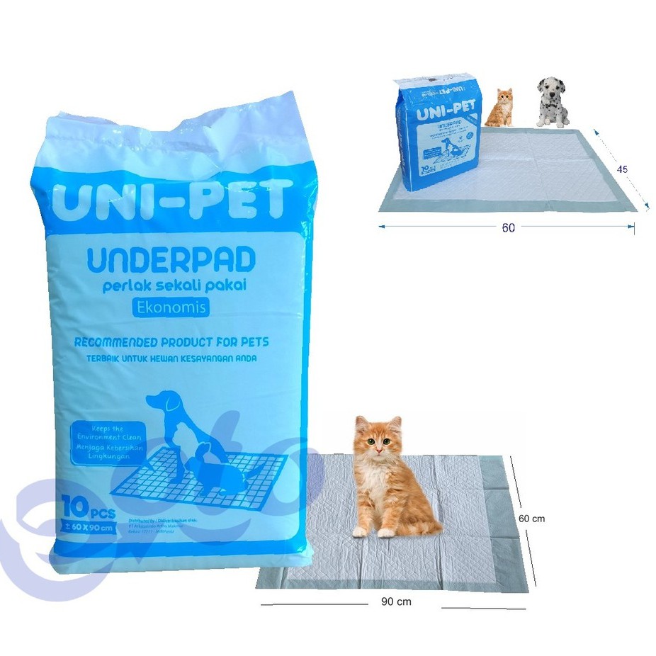 UNIPET UNI-PET Underpad Perlak Alas Pipis BAB Hewan Anjing Kucing Kelinci Hamster isi 10x