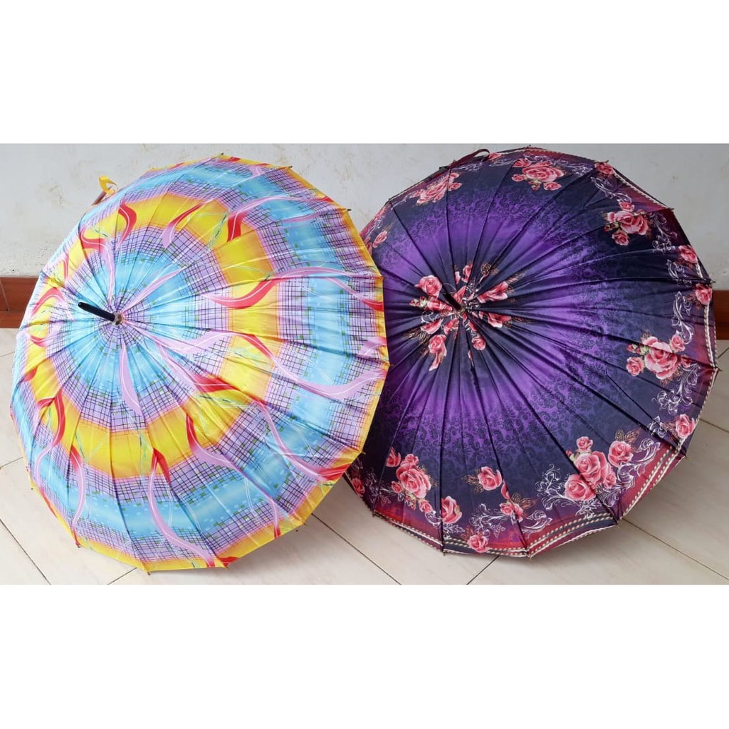 Payung 16Jari Bahan Saten Banyak Motif - merk Osaka