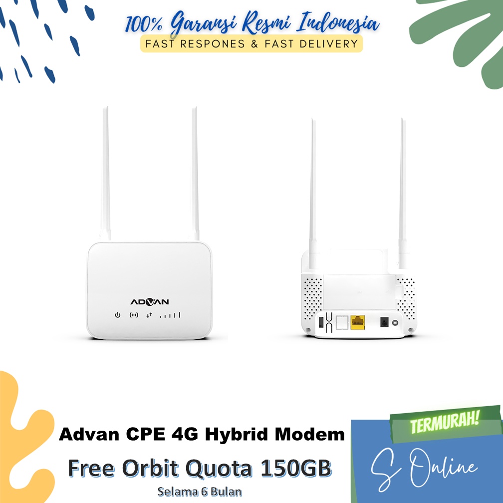 ADVAN CPE START 4G Modem Wifi Router FREE TELKOMSEL ORBIT 150GB