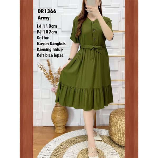 DRESS CANTK KANCING DEPAN BAHAN RAYON FRIENDHLY BUSUI