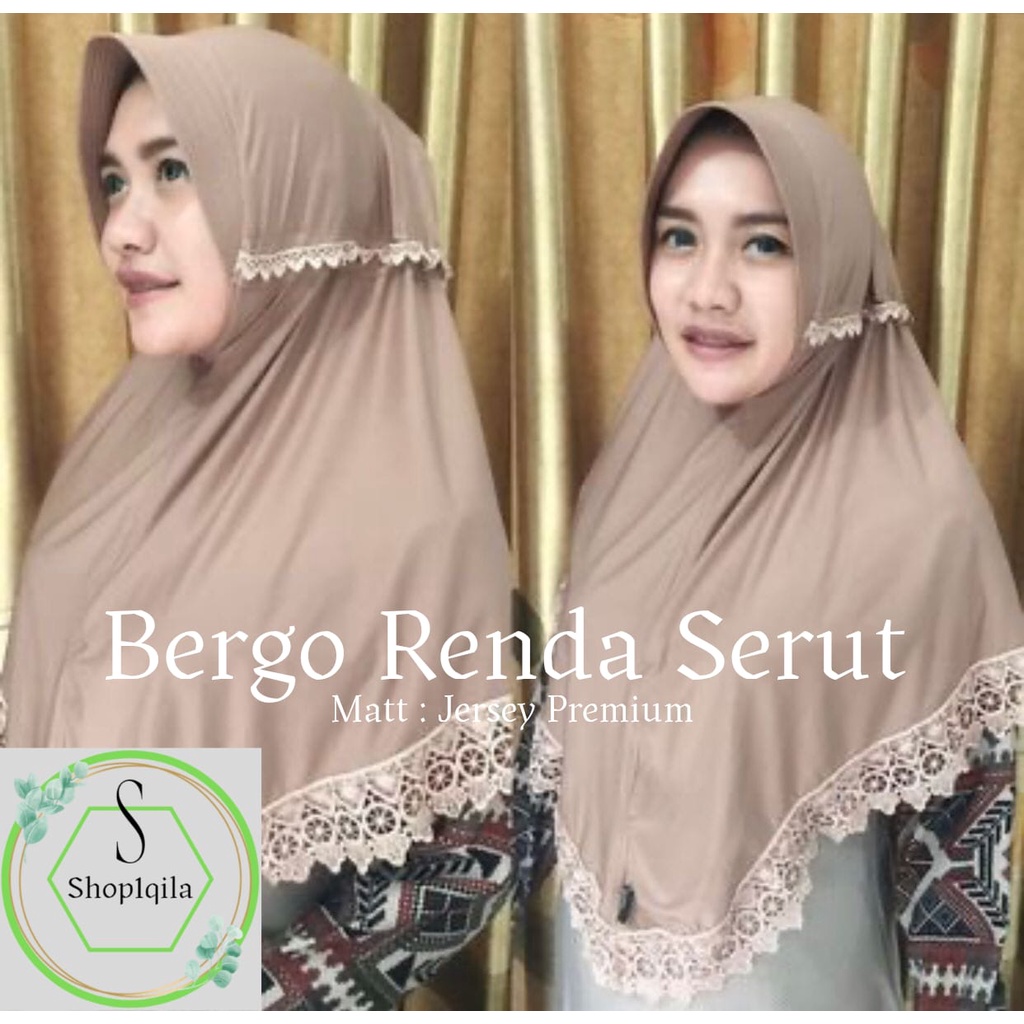 KERUDUNG RENDA 2 BERGO SERUT RENDA-KERUDUNG SERUT-KERUDUNG DEWASA-HIJAB INSTAN