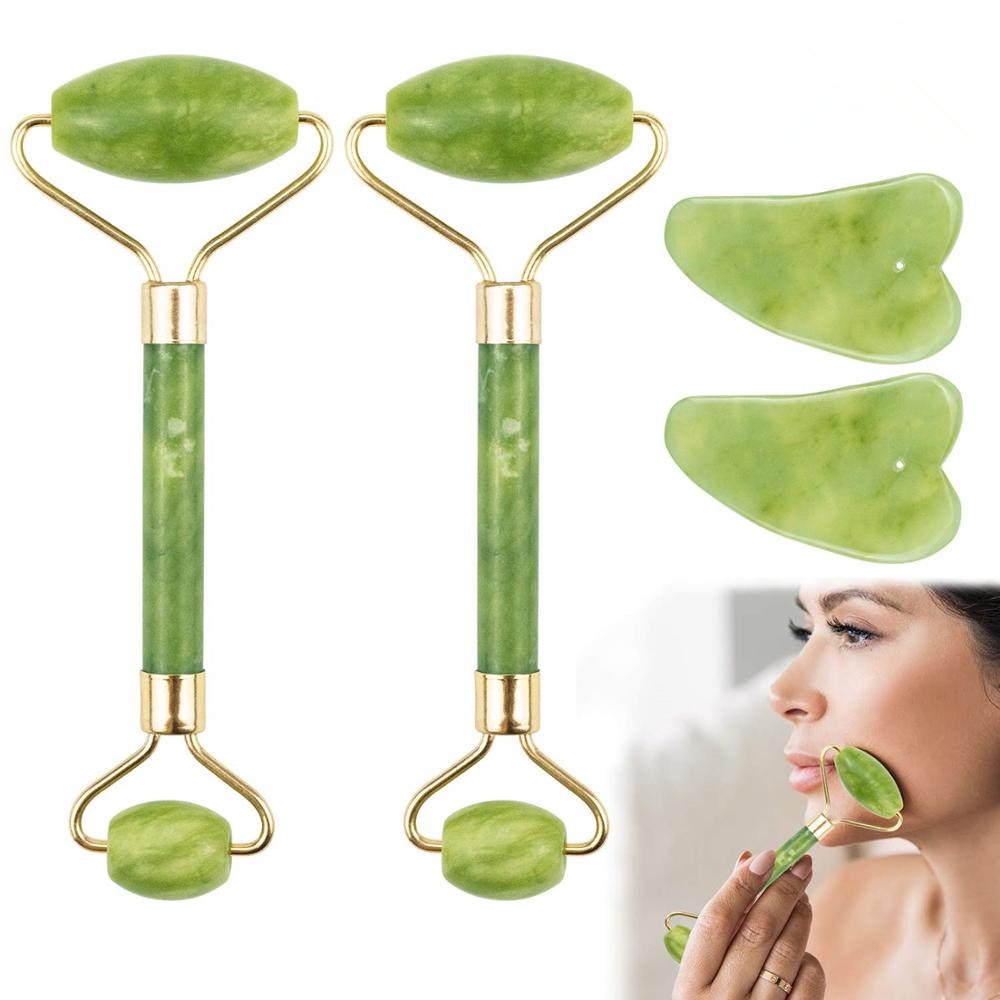 Ecoco Jade Roller Pijat Muka Tirus Facial Face Massage - Green