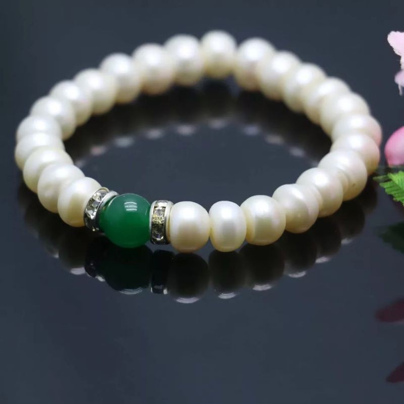 Gelang Mutiara Batu Giok Jade White