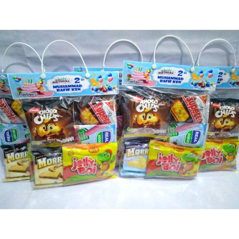 

snack custom Bingkisan Ulang Tahun Anak / Bingkisan Snack Ulang Tahun / Bingkisan Ultah Murah / Bingkisan Snack