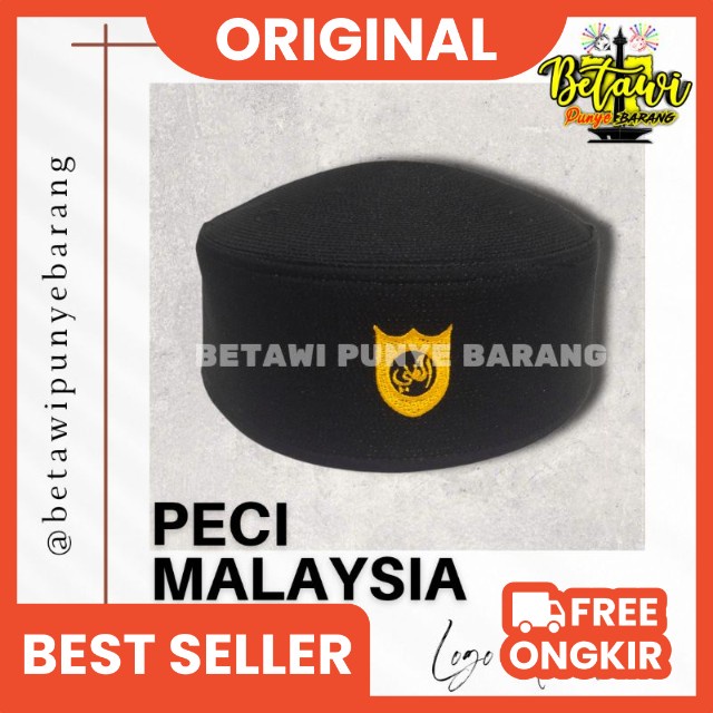 peci malaysia kopiah malaysia hitam logo gold