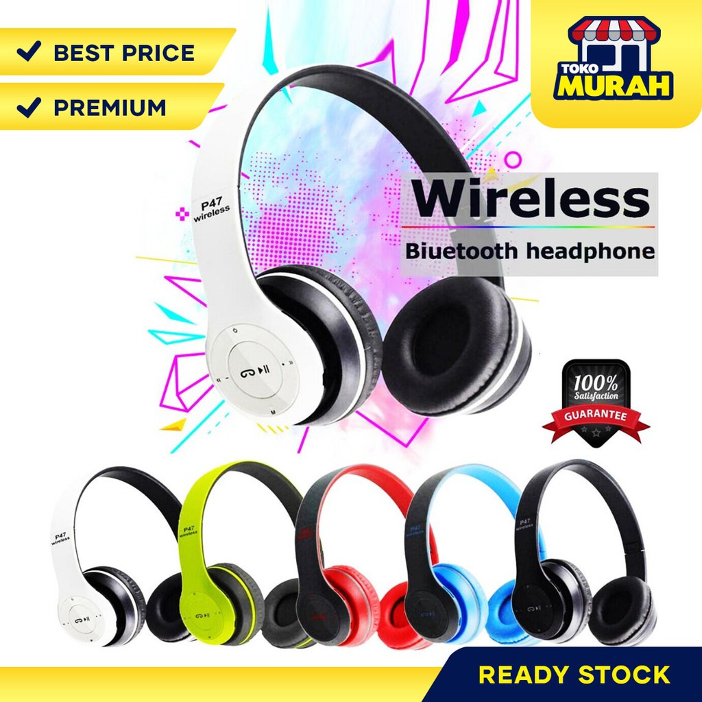 P47 Headphone Wireless Bluetooth Headset Bass Handsfree Earphone Earpods Audio Music Gaming