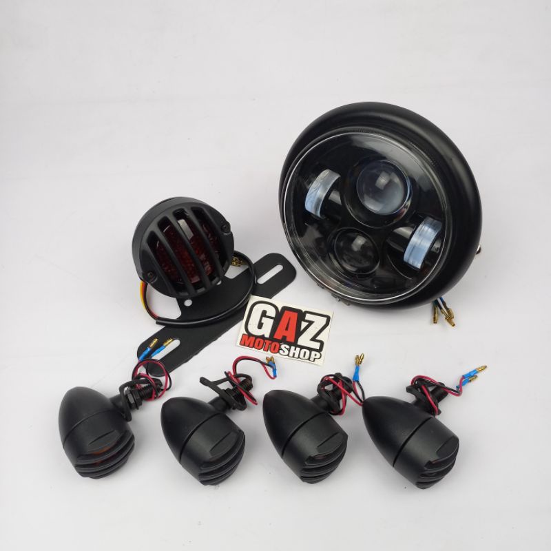 Paket Lampu Japstyle Grill Headlamp Stoplamp Sein Sen Tralis Lampu Stop Reteng CB Custom