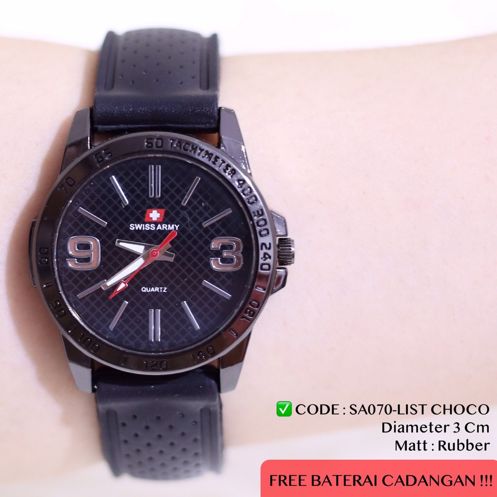 Jam tangan wanita sporty karet rubber casual hitam PK001 SA070