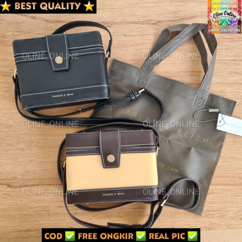 tas wanita bronte boxy selempang box kotak ck two tone dan hitam mini small bag