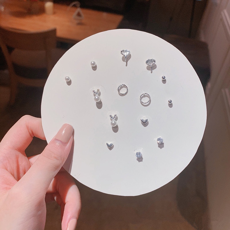 We Flower 7 Pairs S925 Silver Snowflake Butterfly Dolphin Stud Earrings Set for Women Girls Chic Ear Jewelry-10