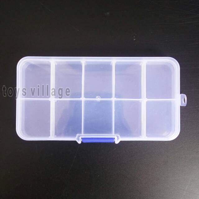 Storage Box Case 10 Sekat Grid Bisa di Lepas Tempat Kotak Penyimpanan Perhiasan / Manik-Manik Baut Mur Beads