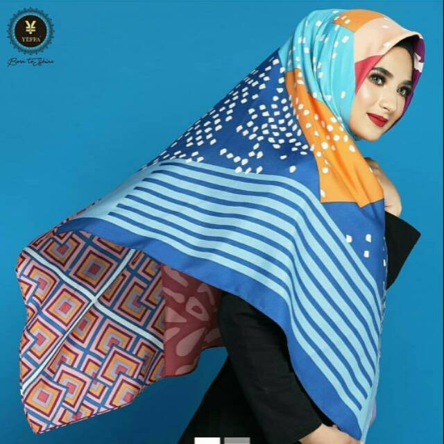Segiempat jumbo yeffa/ jilbab syar'i / kerudung syar'i/ jilbab motif/ segiempat besar