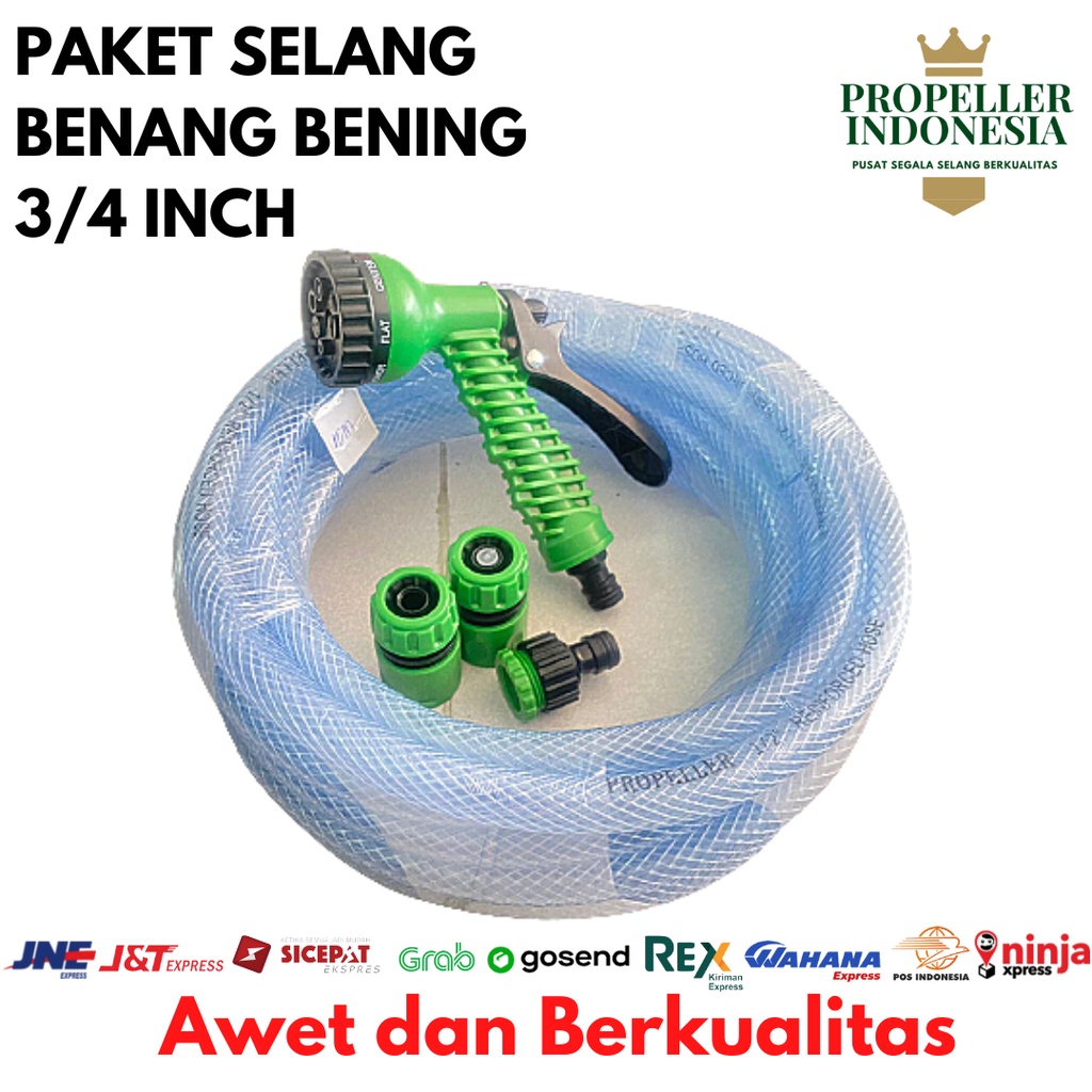 Paket Selang Benang Bening 3/4Inch Hose Variasi 5m 10m 15m 20m 25m