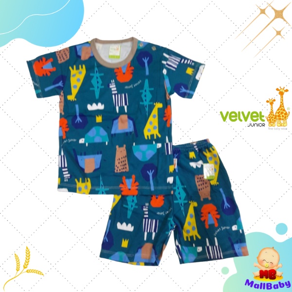 Velvet Junior XL XXL Baju Bayi Velvet Pendek Setelan Celana Pendek