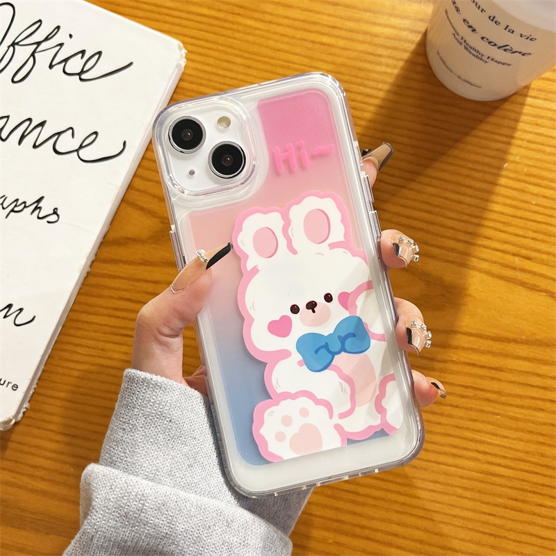 Soft Case Transparan Motif Kartun Beruang Dan Kelinci Untuk iphone 11 12 13 pro max x xs xr xsmax 7 8 plus