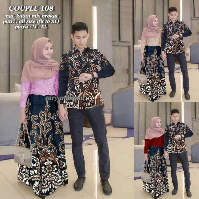 Couple 108 batik pesta katun brukat star seller shopee