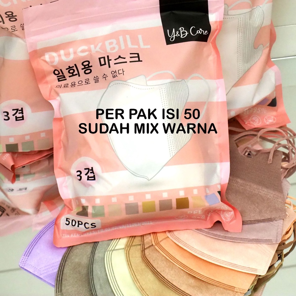 Masker Duckbill ISI 50 Sealpack Box Warna Soft Pastel Dewasa KN95 Mask 3Ply Earloop