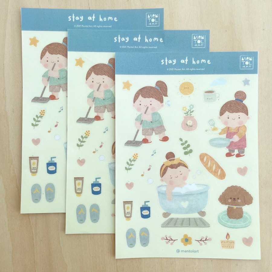 

[Artopia] Sticker Stay at Home by MENTOL ART / PPKM Stiker Karantina Quarantine Di Rumah Aja Sweets Cake Kue