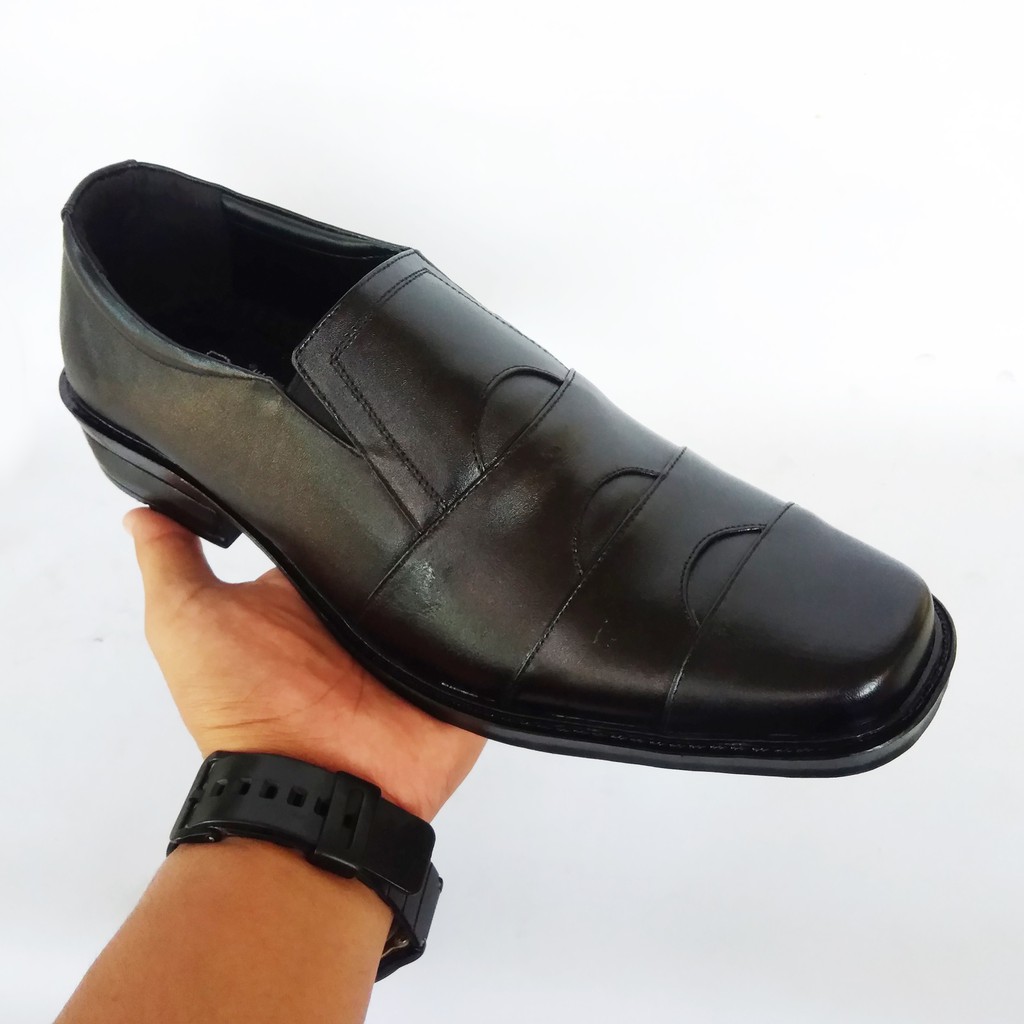 Sepatu pantofel pria kulit asli warna hitam model terbaru Neville