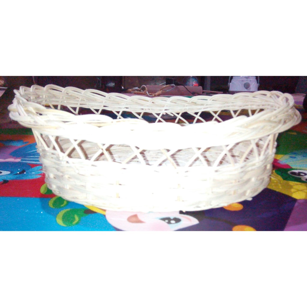 KRG.007 keranjang anyaman rotan oval sarangan putih (untuk