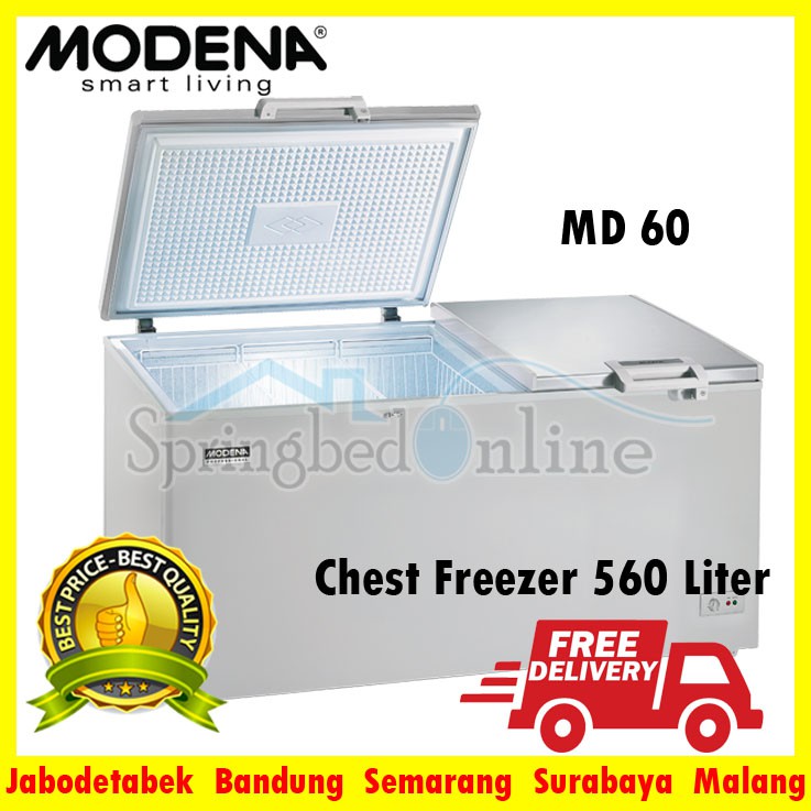 MD 60 MODENA Chest Freezer  / Lemari Pendingin / Freezer Box 560 LITER 2 PINTU Harga Pabrik