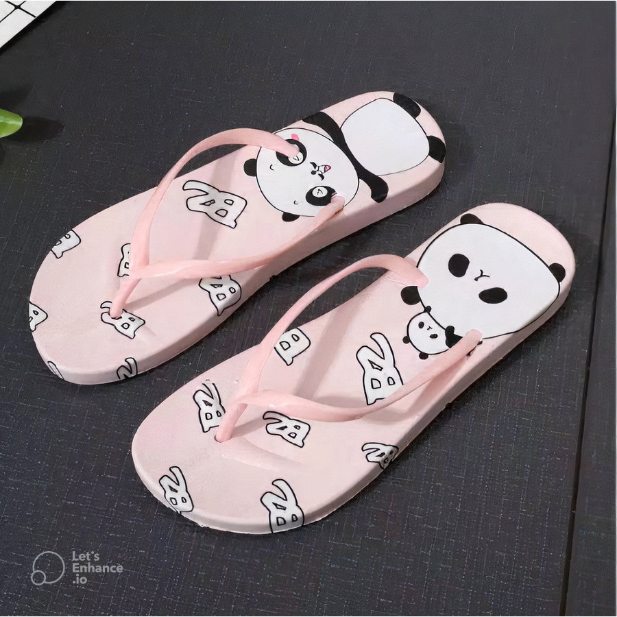 ( BISA COD ) SANDAL JEPIT TERBARU SENDAL SPON MOTIF PANDA LUCU IMUT BISA GROSIR