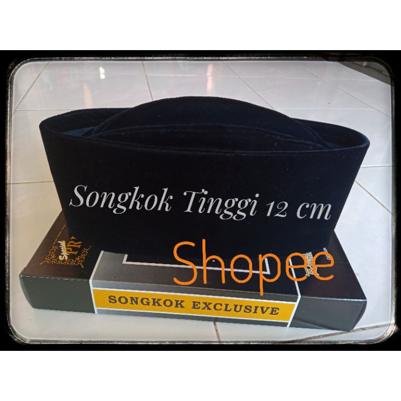 SONGKOK SUSUN TINGGI 12 CM PECI HITAM TINGGI