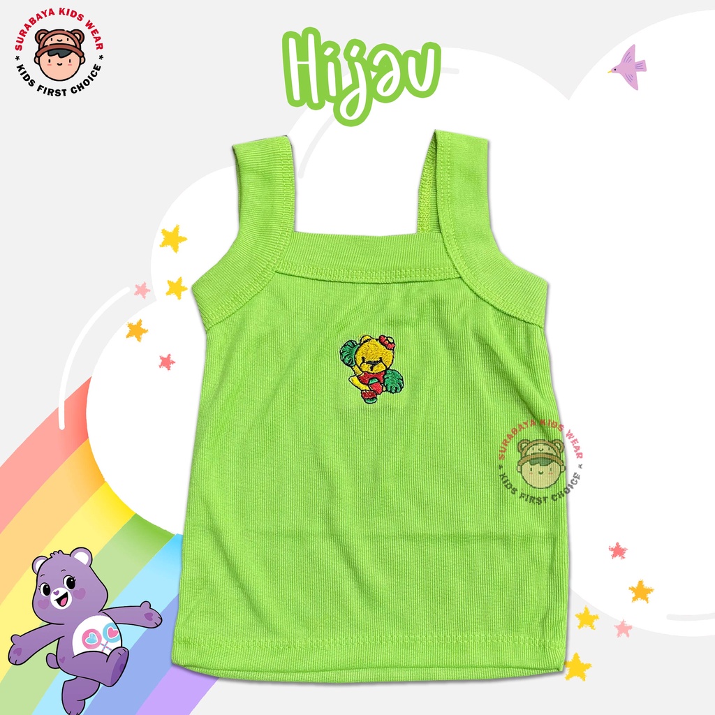 Atasan Singlet Anak Polos Warna Strong Bordir Binatang