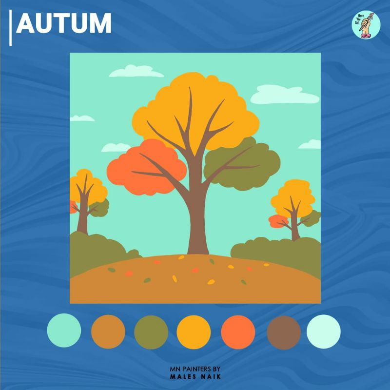 

Paint By Number Autum | MnPainters | Painting DIY Set | 20x20cm kanvas & 7 akrilik | Kit Melukis
