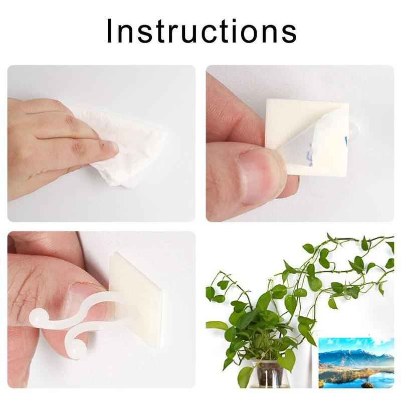 10Pcs Invisible Wall Vines Fixture Clips/Plant Climbing Wall Sticky Plastic Cable Storage Hook/Self-adhesive Garden Balcony Decoration Fixer Holder