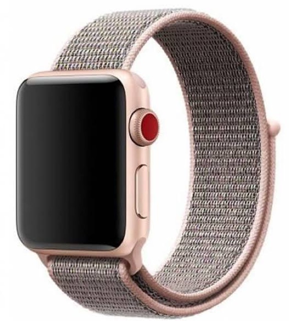 Strap apple watch woven nylon loop sport iwatch pink sand 3 4 5 SE 38mm 40mm 42mm tali kanvas canvas