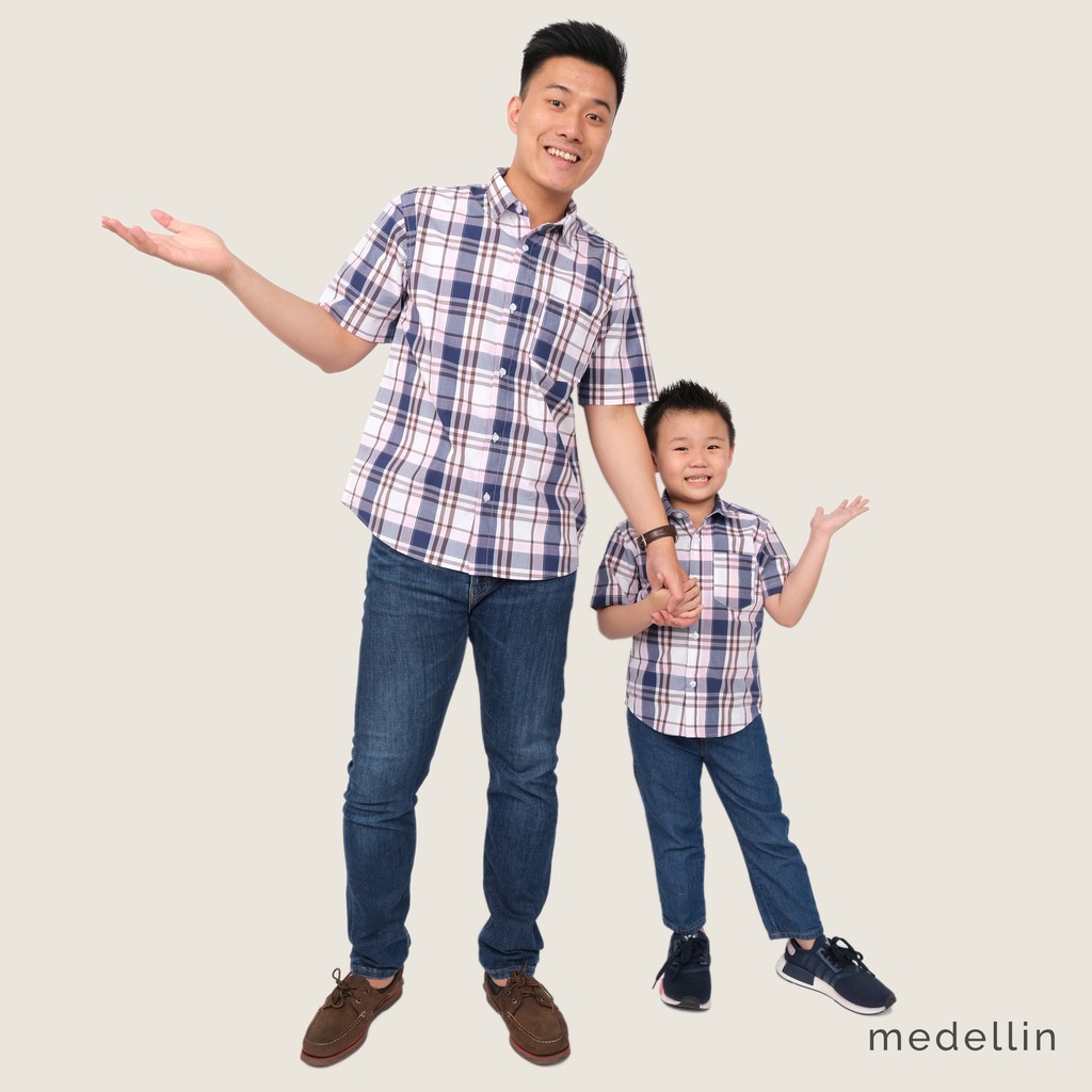 MEDELLIN Kemeja Couple Ayah dan Anak Lengan Pendek Kotak 10149 & 20149