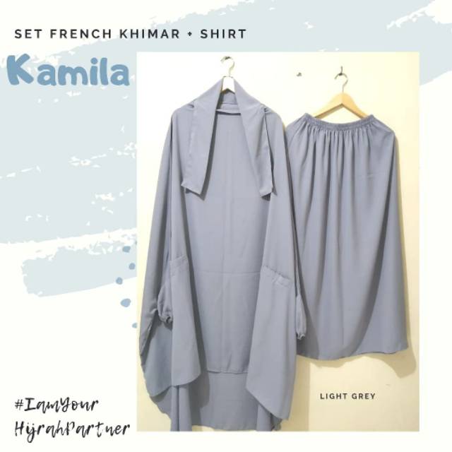 Set Kamila French Khimar Jilbab Syar'i dengan Rok