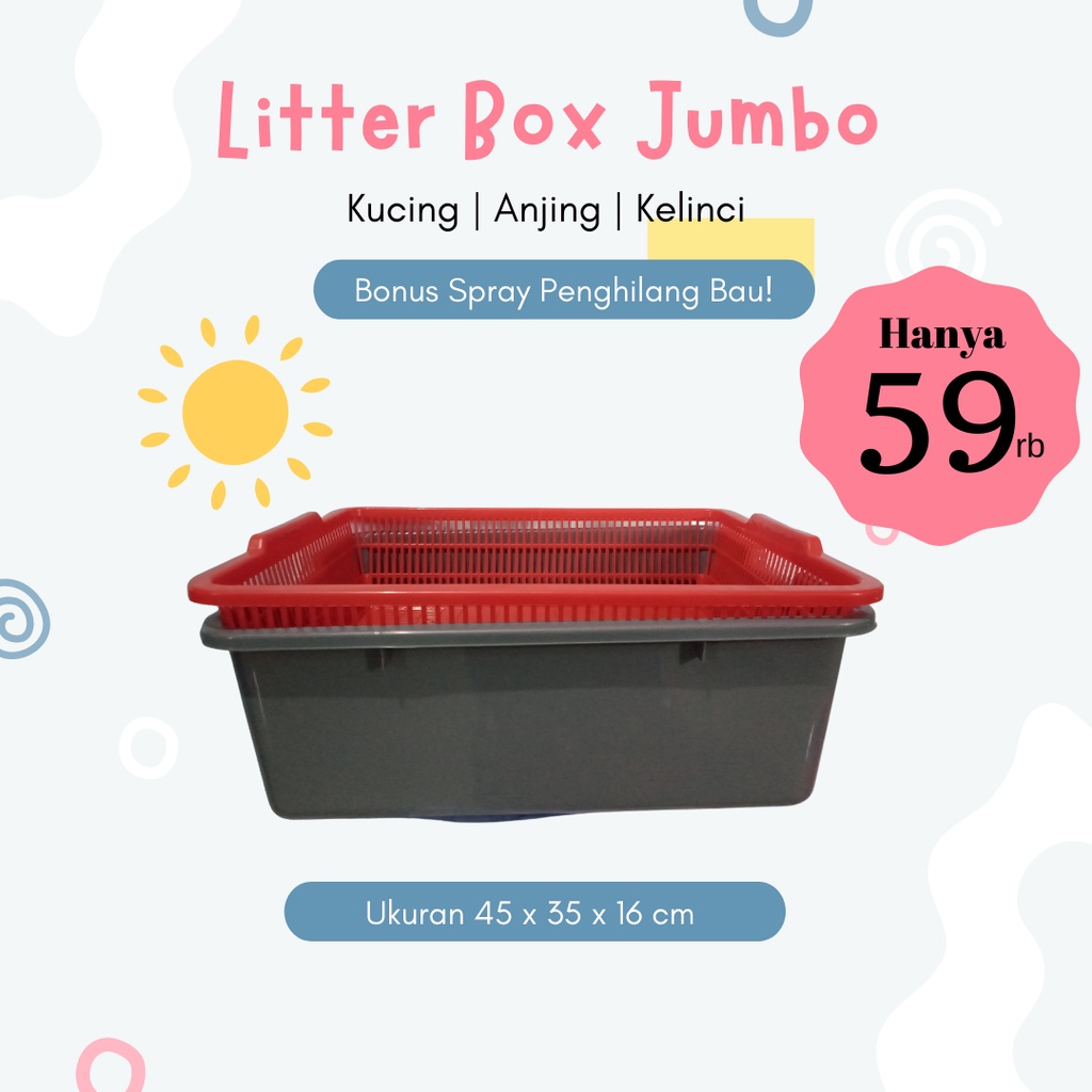 Litter Box Jumbo Bonus Spray Penghilang Bau - Cat litter Box - Cat Litter Box Jumbo - Litter Box - L