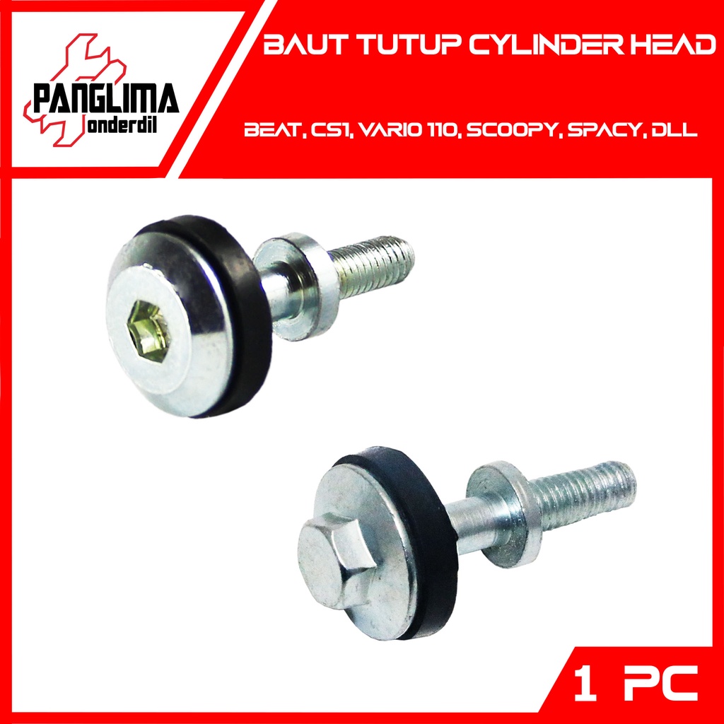 Baut Tutup Head Beat Karbu-Pop &amp; Vario 110-Techno &amp; Scoopy &amp; Spacy FI-F1 &amp; Blade &amp; CBR 150 R-CB150R-CBR150R &amp; Revo 110 &amp; CS1 Baud Cover Mesin-Cylinder-Silinder Seal