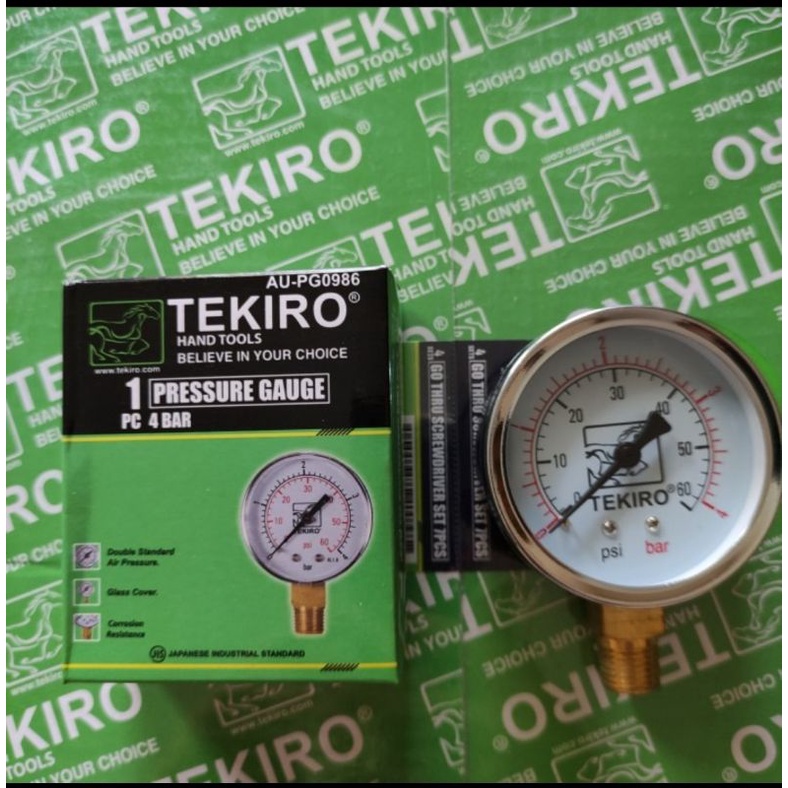 TEKIRO PRESSURE GAUGE 4BAR PENGUKUR TEKANAN ANGIN 4 BAR MANOMETER