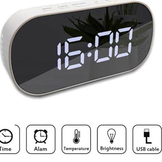 Jam Meja Digital Alarm LED Mirror Clock DT-6506