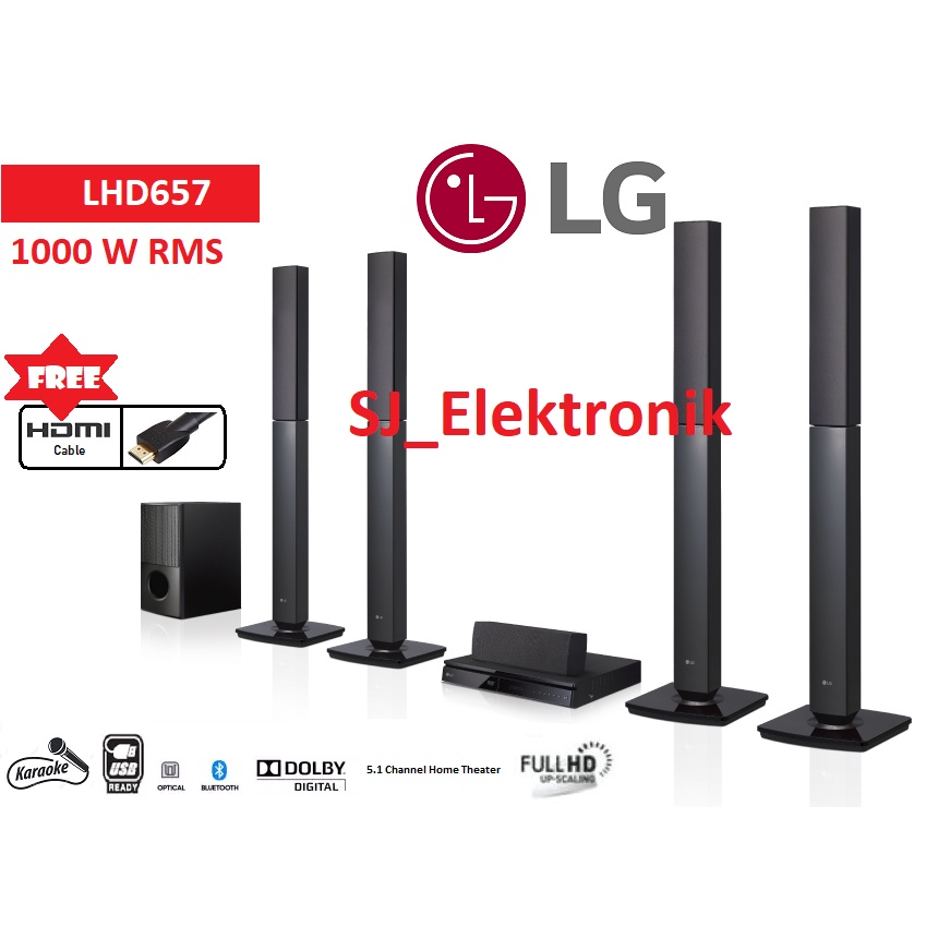 LG Home Theater System LHD 657 / LHD657 Full HD 5.1Ch Bluetooth 1000 W
