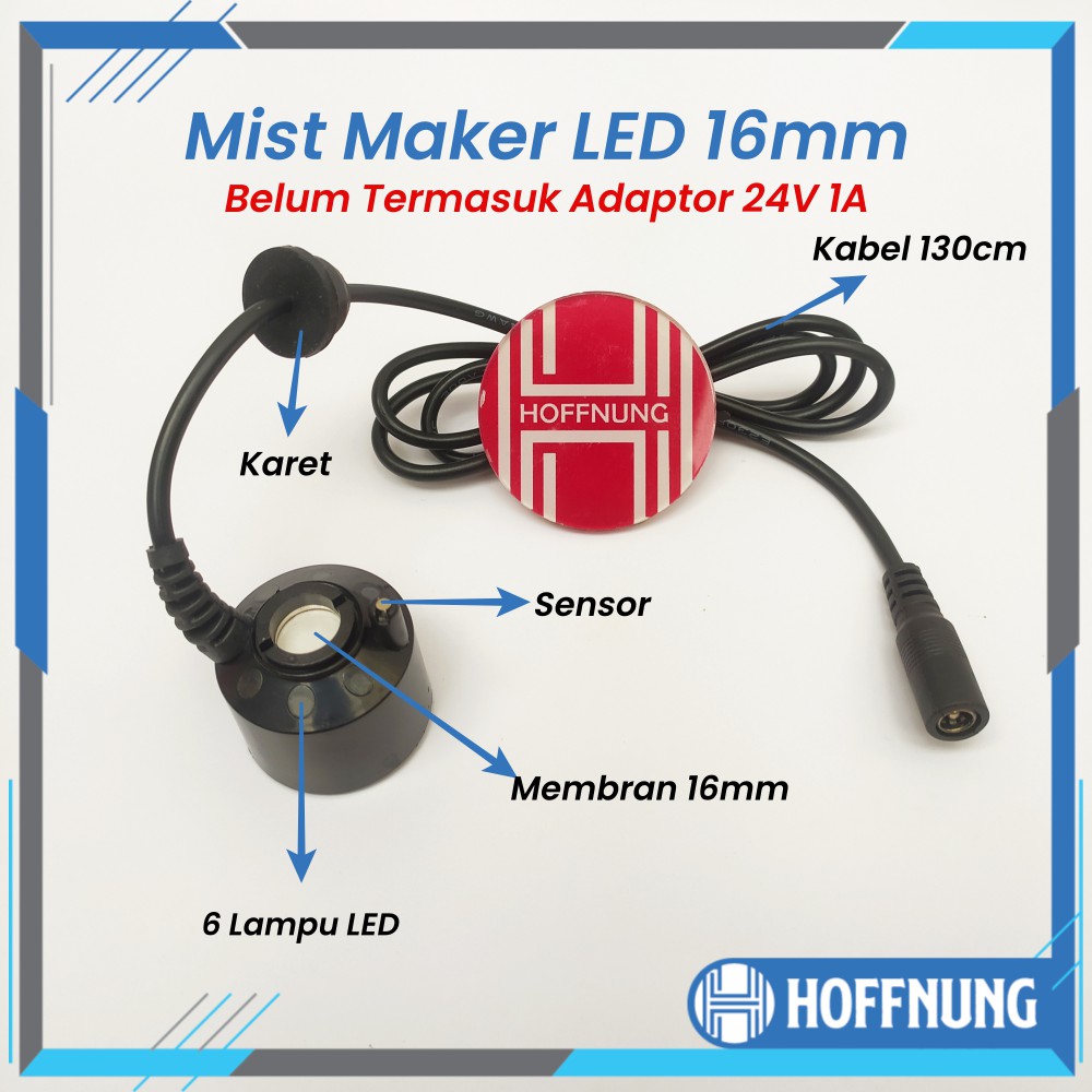 Mist Maker Mesin Kabut Lampu LED Membran 16mm Ultrasonic Bahan Plastik