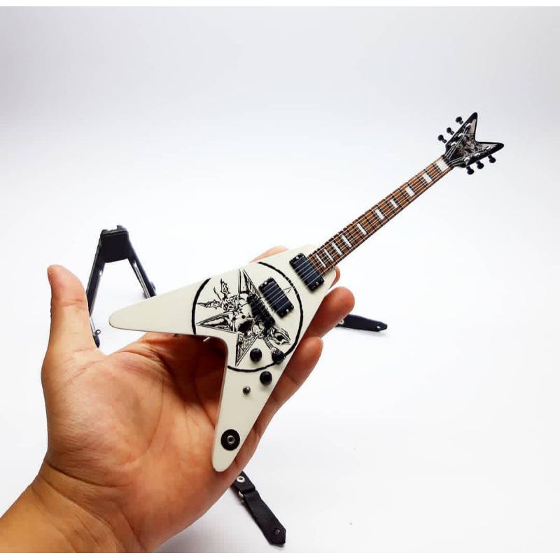Miniatur Gitar Flying V Elrich White