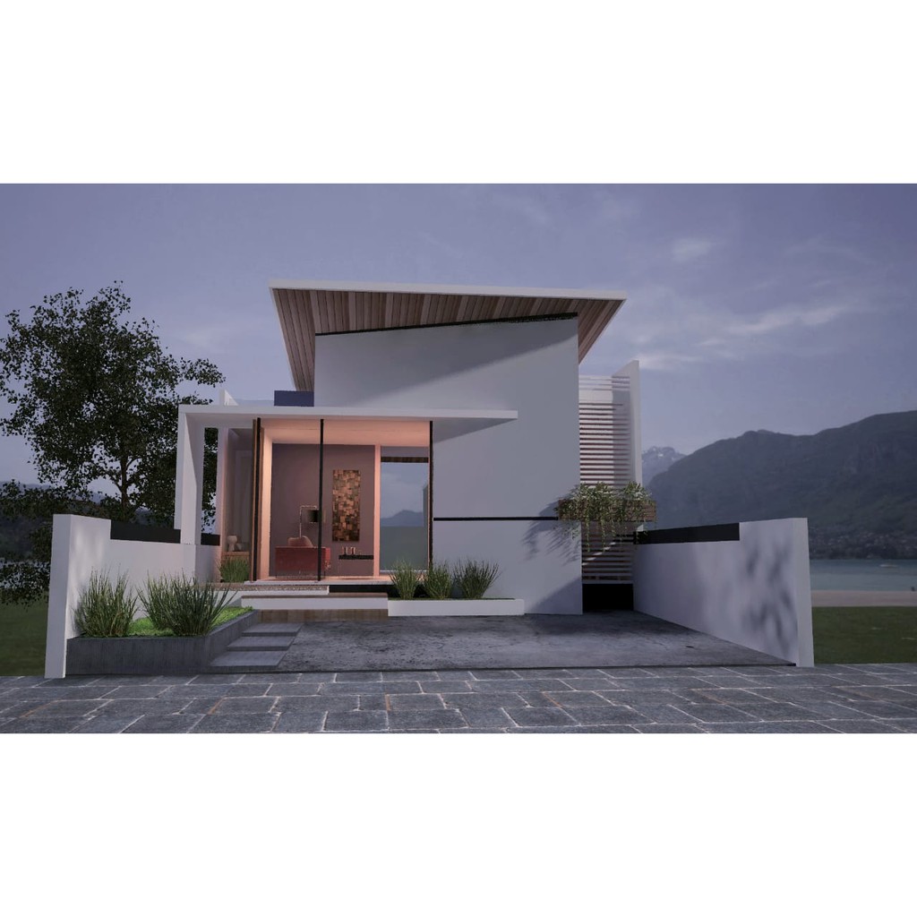 Jual Desain Rumah Modern Minimalis 1 Lantai Type 65 Ukuran 7 X 15 Meter Indonesia Shopee Indonesia