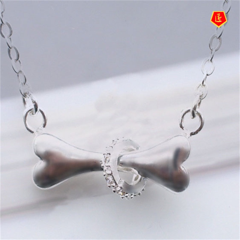 [Ready Stock]Creative Bones Silver Necklace Simple Fashion