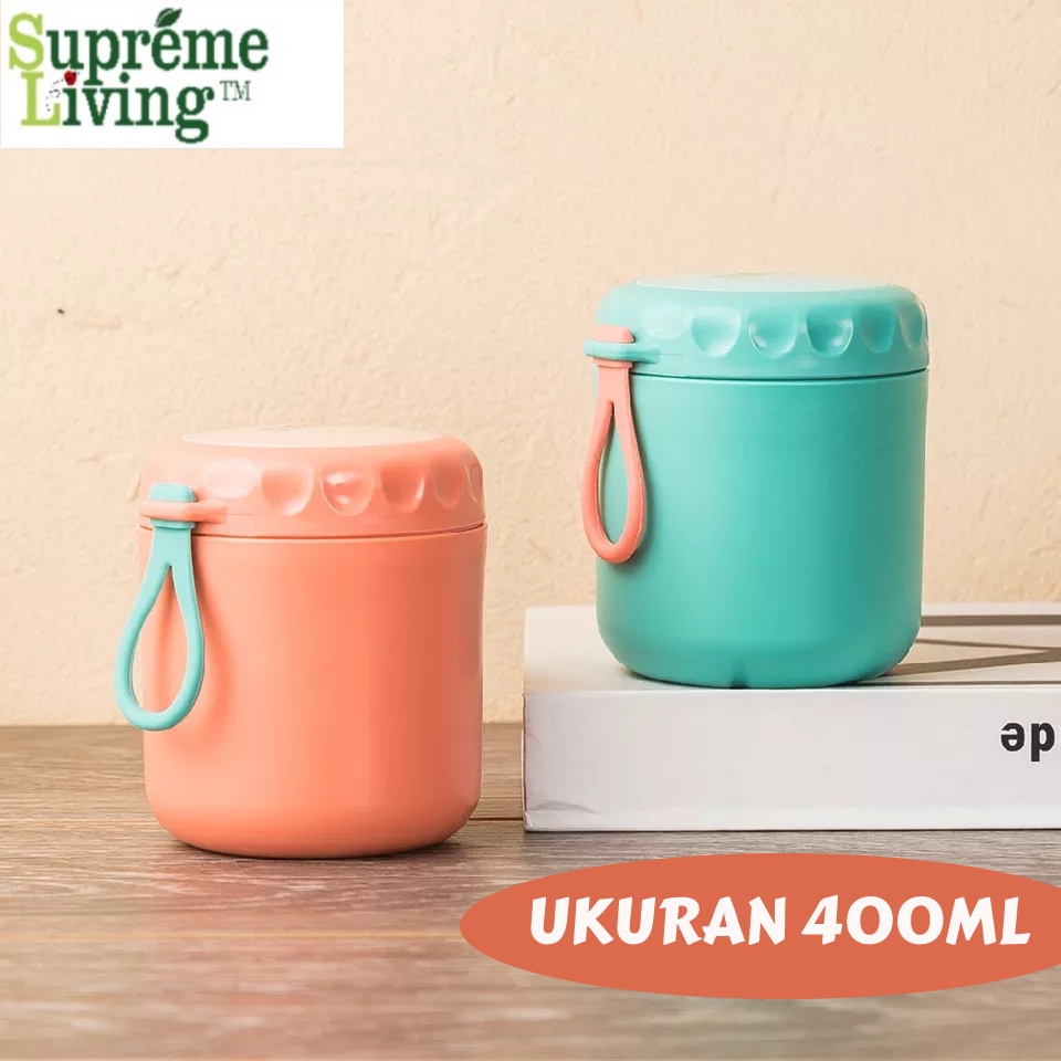 Termos Cangkir Tempat Sup 400ml Mangkok Soup Portable Anti Tumpah Kotak Bekal Makanan Free Sendok BPA FREE